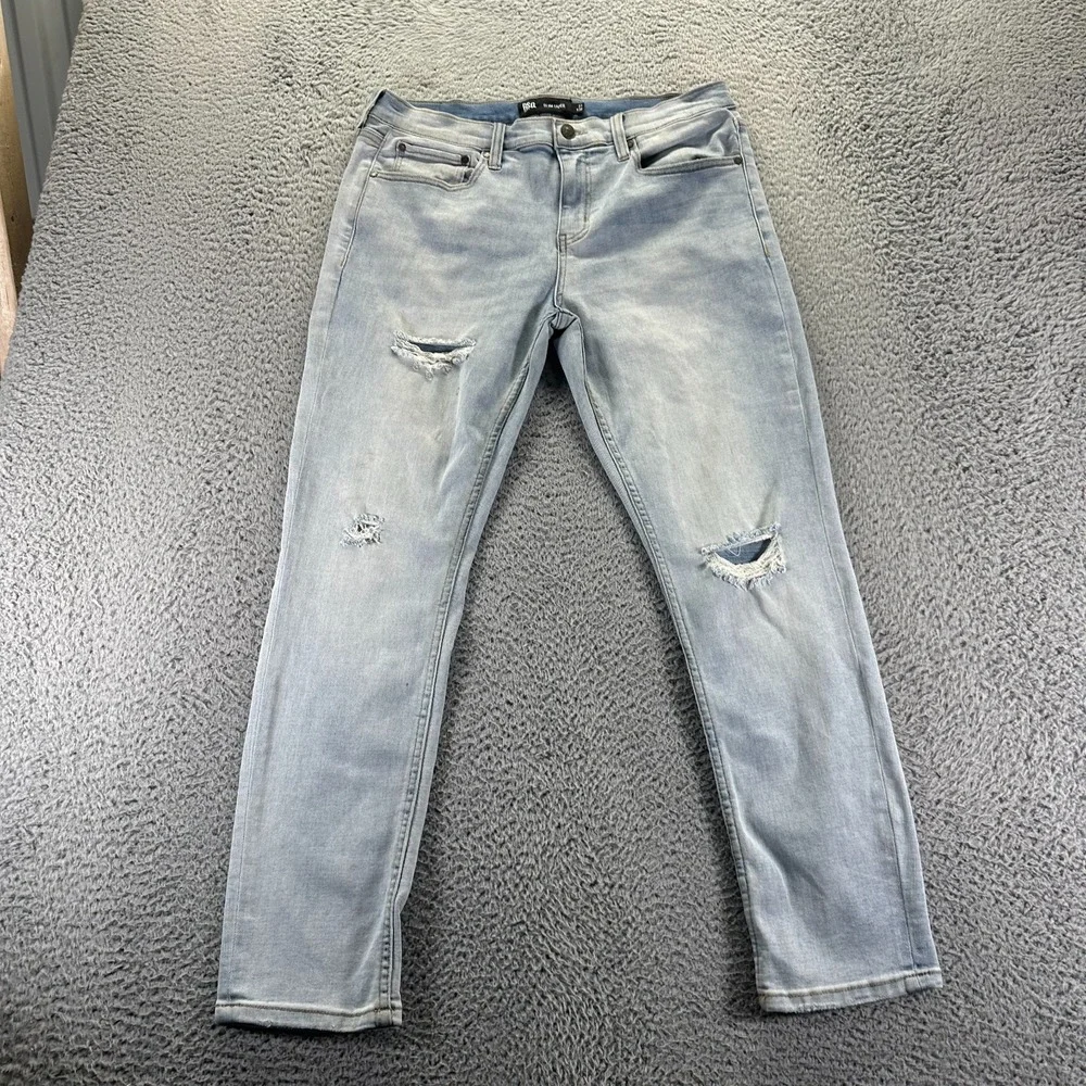 RSQ Jeans‎ Men's 31x30 Blue Cotton Denim Tapered Distressed Slim Fit Workwear